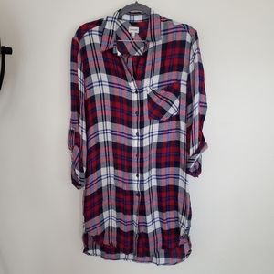 COPY - Sneak peak Plaid Button Up Shirtdress tunic Size M
